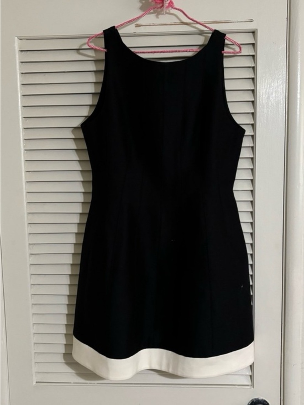 Halston Heritage Black Sleeveless Dress with White Hem